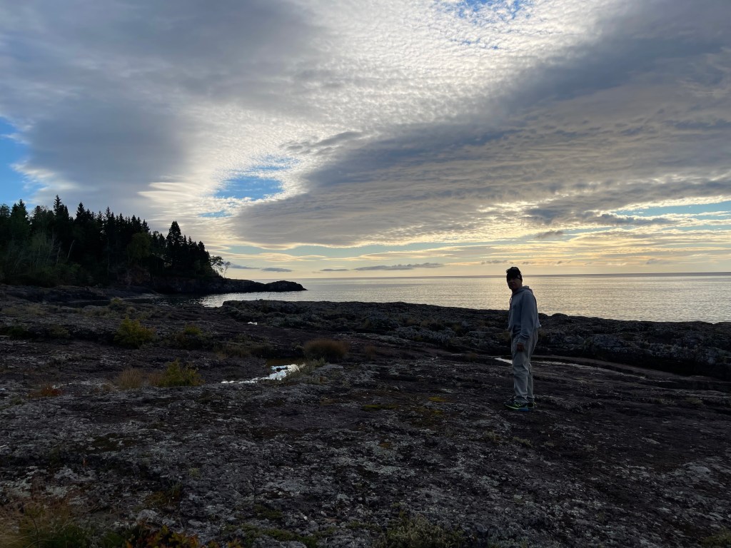 Walking the shoreline at Lutsen Sea Villas.