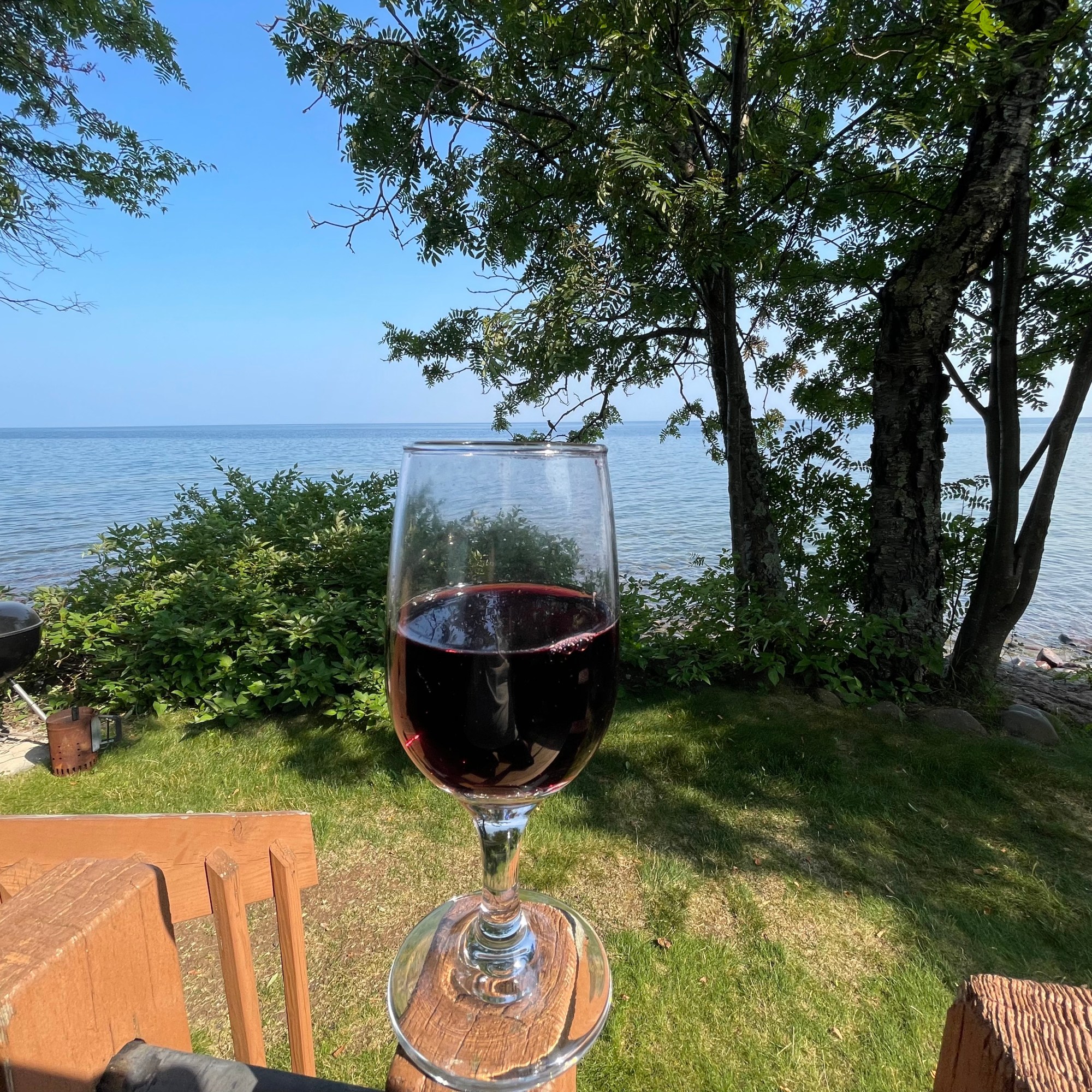 Enjoy a glass of wine on the deck.